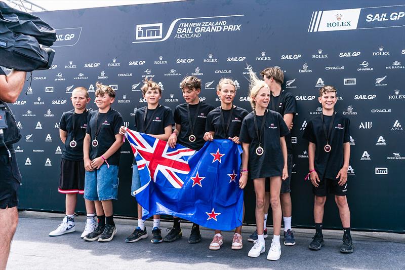 Day 4 - Winners on the main SailGP Stage - SailGP Inspire- RS Feva - Royal Akarana YC - Jan 19, 2025 photo copyright Justin Mitchell www.justinmitchell.co.nz - Instagram: @jl_mitchell_ taken at Royal Akarana Yacht Club and featuring the RS Feva class