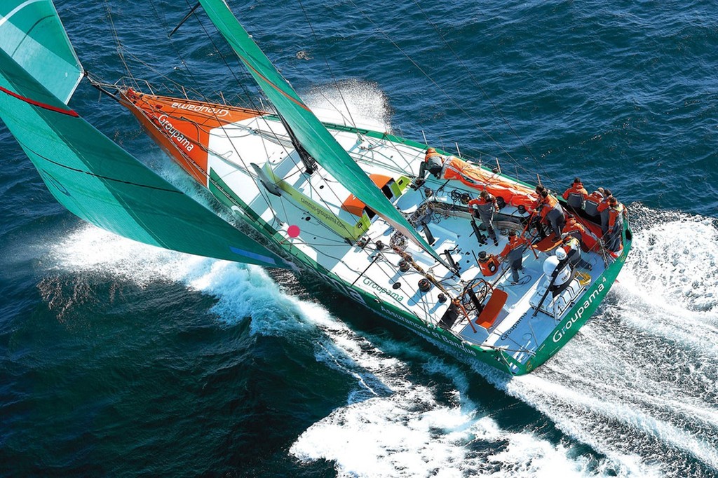 Groupama 4, skippered by Franck Cammas test sailing off Lorient. - Volvo Ocean Race 2011-12 photo copyright Yvan Zedda http://www.zedda.com. taken at  and featuring the  class