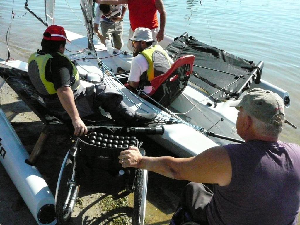 Spanish National Team members try a Weta in 2011 photo copyright Mike Wood taken at  and featuring the  class