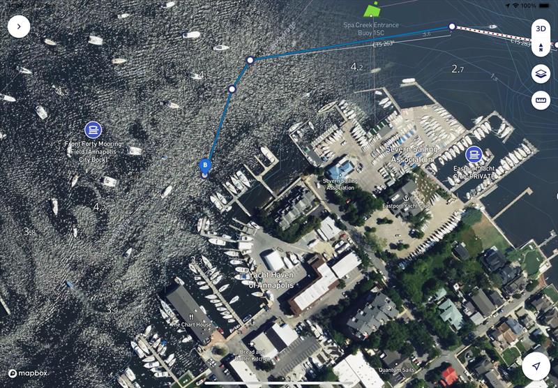 Satellite view on an ipad of the Yacht Haven of Annapolis - photo © savvy navvy