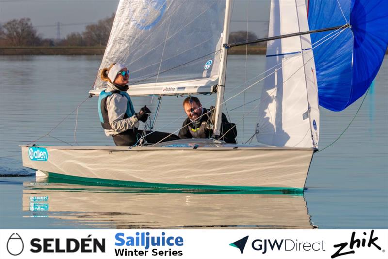 Tom Gillard and Rachael Gray finish 2nd in the GJW Direct Bloody Mary 2025 photo copyright Tim Olin / www.olinphoto.co.uk taken at Queen Mary Sailing Club and featuring the Scorpion class