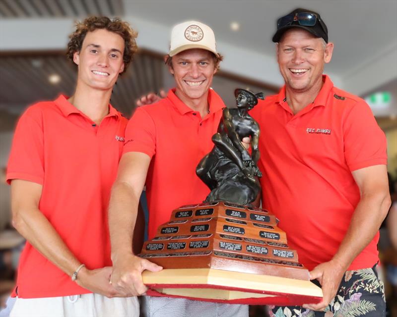 Red Pumps winners trophy - Tyler Dransfield, Jay Harris, Greg Windus - 2024 16ft Skiff NSW State Championships - photo © Sally Darmanin