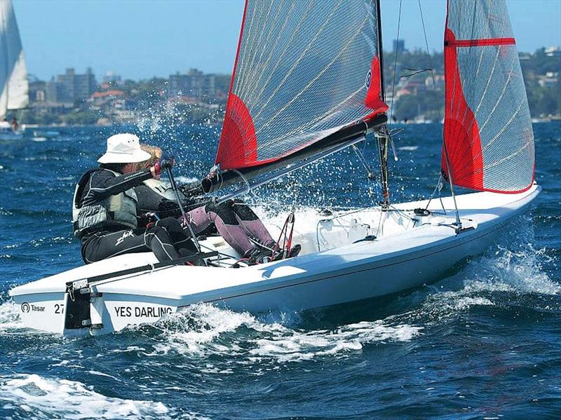 Sailing with his wife Yvonne on the Tasar - photo © Kevin Wadham