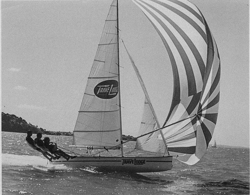 Jim Mackay built the 18ft skiff Travelodge for Kim and Terry McDell which won the 1974 JJ Giltinan Trophy in Auckland - photo © Mackay Family archives