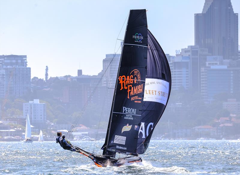 Rag and Famish Hotel heads for victory in Race 5 - 18ft Skiff NSW Championship 2024 - photo © SailMedia