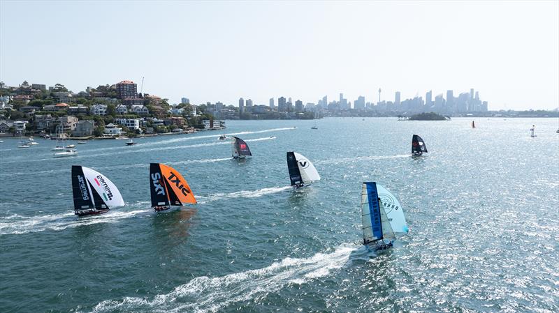 18 footer spinnakers on Sydney Harbour - 18ft Skiff NSW Championship 2024 photo copyright SailMedia taken at Australian 18 Footers League and featuring the 18ft Skiff class