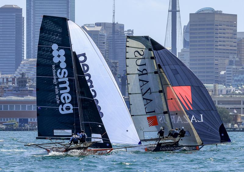 Lazarus leads Smeg under spinnaker - 18ft Skiff NSW Championship 2024 - photo © SailMedia