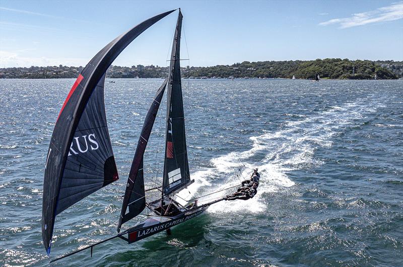 Lazarus on run to Clark Island - 18ft Skiff Season Point Score race 17 - photo © SailMedia