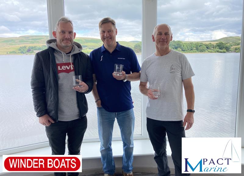 Hollingworth Lake SC Solo Open (l-r) Steve Denison 3rd, Martin Honnor 1st, Innes Armstrong 2nd - photo © Justine Davenport