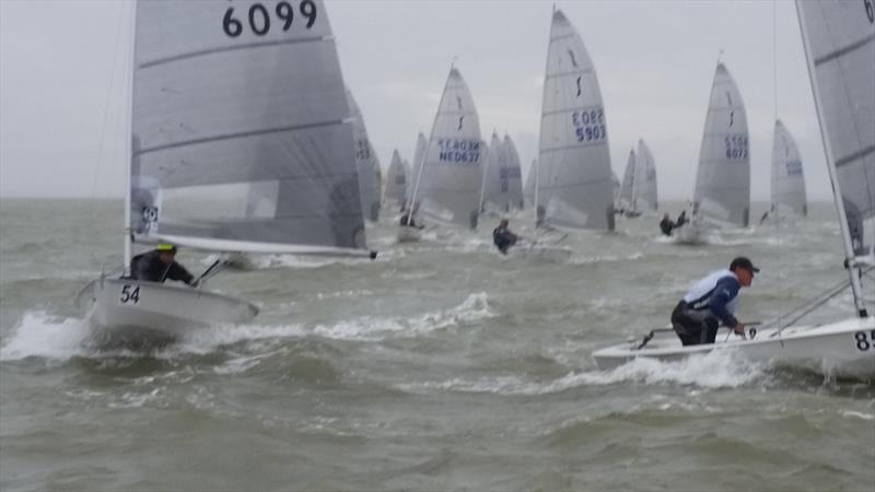 Gybe action on day 3 of the Allen 2024 Solo Nationals at Brightlingsea photo copyright Will Loy taken at Brightlingsea Sailing Club and featuring the Solo class