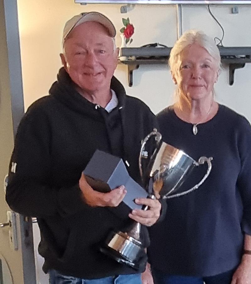 Nigel Grogan and Ben McGrane (not pictured) win the 2024 Squib Inlands at Rutland photo copyright Alex Porteous taken at Rutland Sailing Club and featuring the Squib class