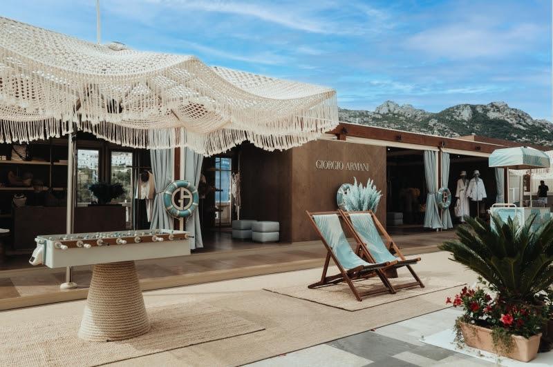 The Armani pop-up boutique in Piazza Azzura, Porto Cervo Marina, open until the conclusion of the Giorgio Armani Superyacht Regatta on Saturday 8th June - photo © Lucas Possiede