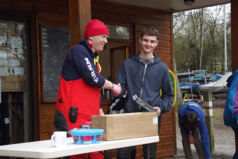 Miles Vidler finishes as 1st Non-squad Sailor during the Rooster Topper South East Travellers at Crawley Mariners photo copyright Graham Evans taken at Crawley Mariners Yacht Club and featuring the Topper class