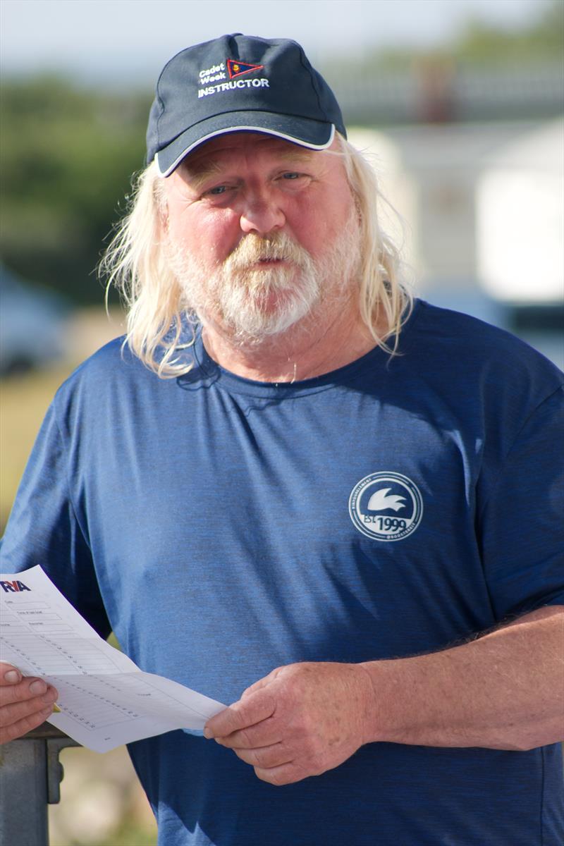 Race Officer John Eaton (SBSC) during the Topper Eastern Area Championships at Snettisham Beach photo copyright John Blackman Northwood taken at Snettisham Beach Sailing Club and featuring the Topper class