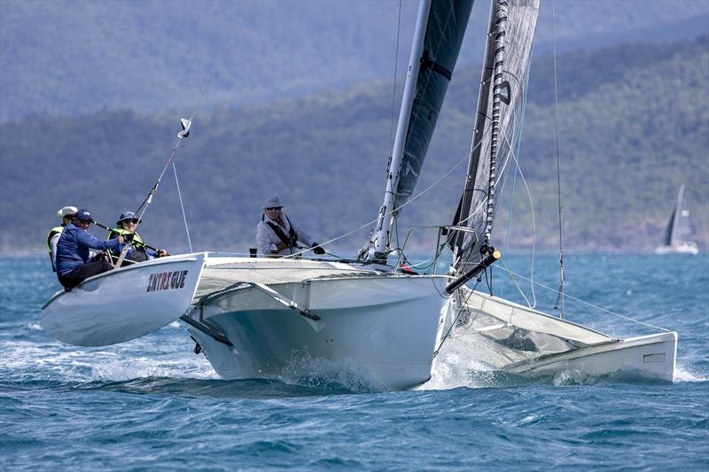 Intrigue's crew revelled in the conditions - 2024 Ocean Dynamics and Mount Gay Airlie Beach Race Week photo copyright Andrea Francolini / ABRW taken at Whitsunday Sailing Club and featuring the Trimaran class