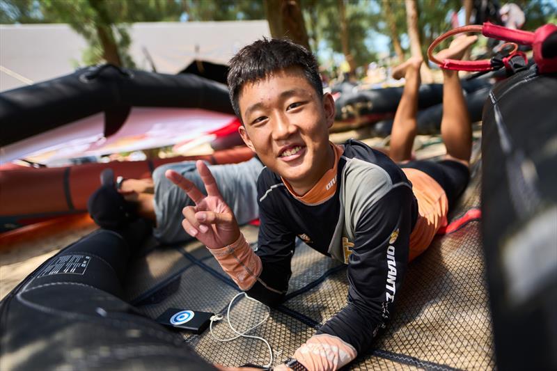 Haoruizhe Xie is one of the many Chinese kids getting into winging - 2024 WingFoil Racing World Cup China, Day 3 photo copyright IWSA media / Robert Hajduk taken at  and featuring the Wing Foil class