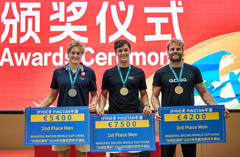 The Men's Podium - 2024 WingFoil Racing World Cup China Day 5 - photo © IWSA media / Robert Hajduk