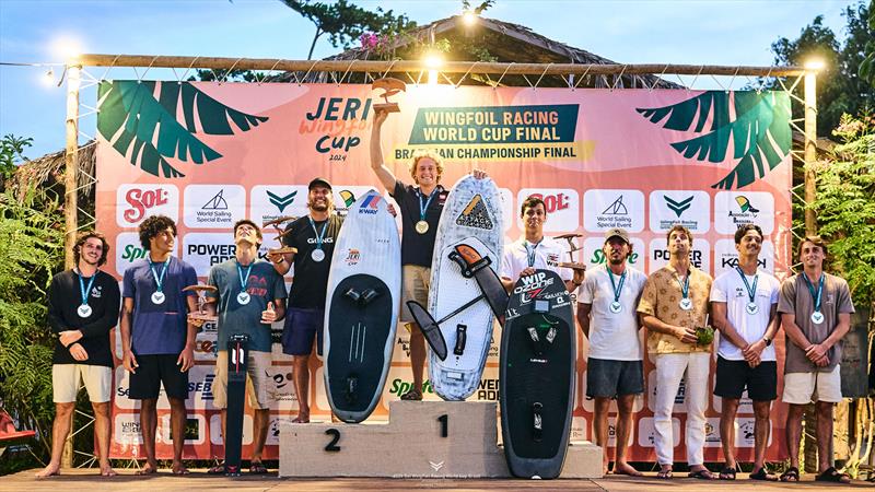 Kamil Manowiecki celebrates his second event win of 2024 - 2024 WingFoil Racing World Cup Brazil - photo © IWSA media/ Robert Hajduk